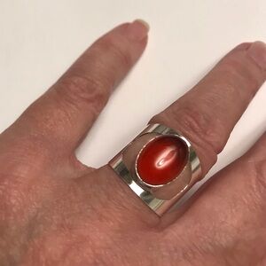 Garnet Stamped 925 Sterling Silver Ring
